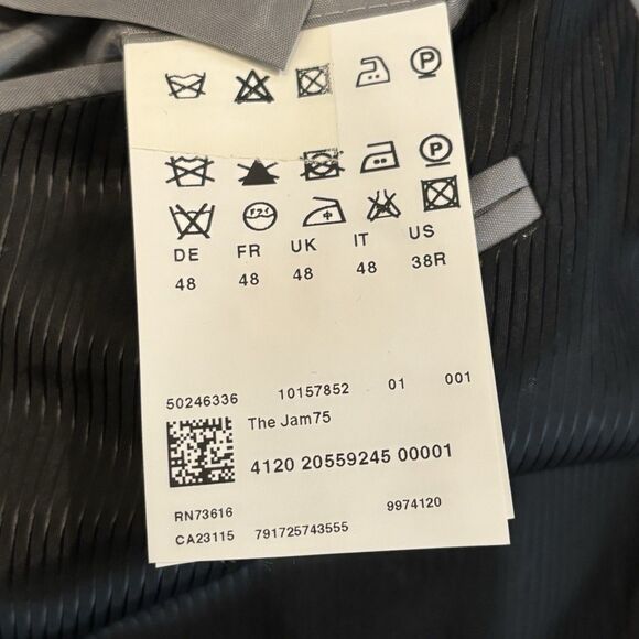 Hugo Boss The Jam75 Flat Front Charcoal Grey Suit Trim Mens 38 R - Picture 5 of 11